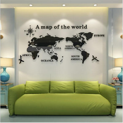 DIY 3D Large Acrylic World Map Wall Sticker - GadgetsBoxes