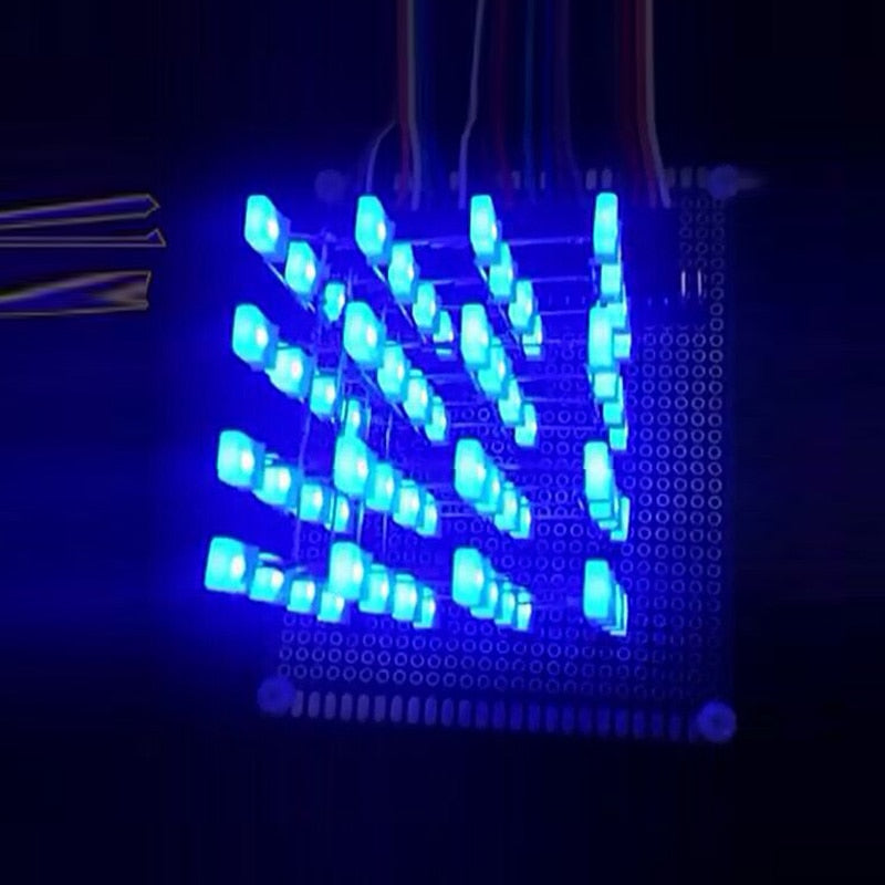 LED DIY Kit Electronic Suite 4X4X4 Blue LED - GadgetsBoxes