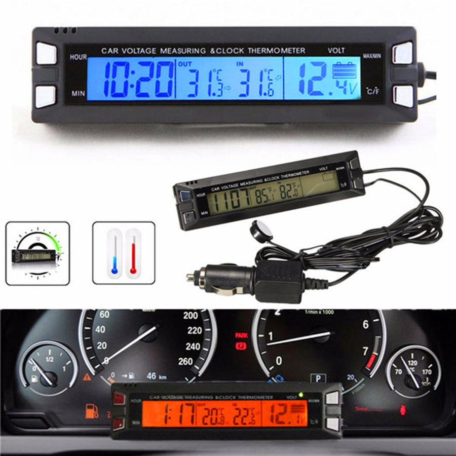 Universal 12V/24V Red/Orange Car Digital LCD Display - GadgetsBoxes