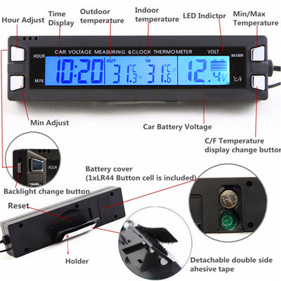 Universal 12V/24V Red/Orange Car Digital LCD Display - GadgetsBoxes