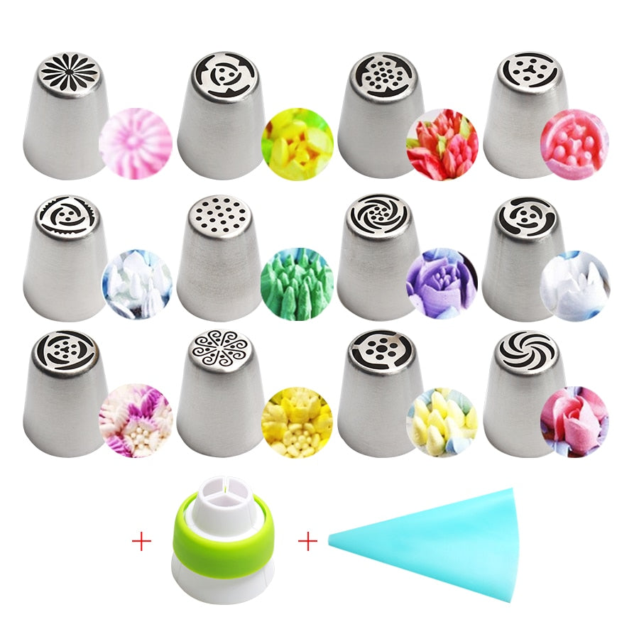 14pc/Set Stainless Steel Russian Tulip Icing Piping Nozzles - GadgetsBoxes