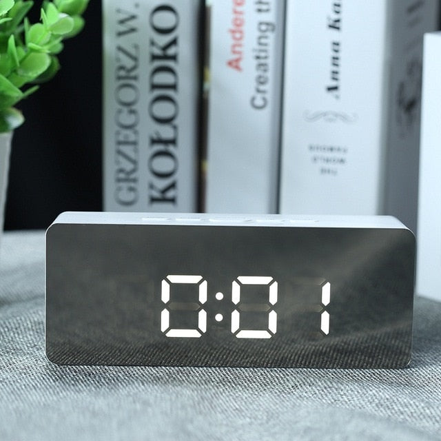 LED Mirror Alarm Clock Digital Snooze Table Clock - GadgetsBoxes